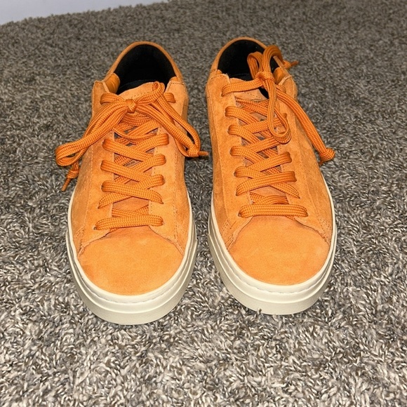 P448 Jack Trainers Low Top Sneakers Italian Leather Suede Italy in Orange - Picture 6 of 11